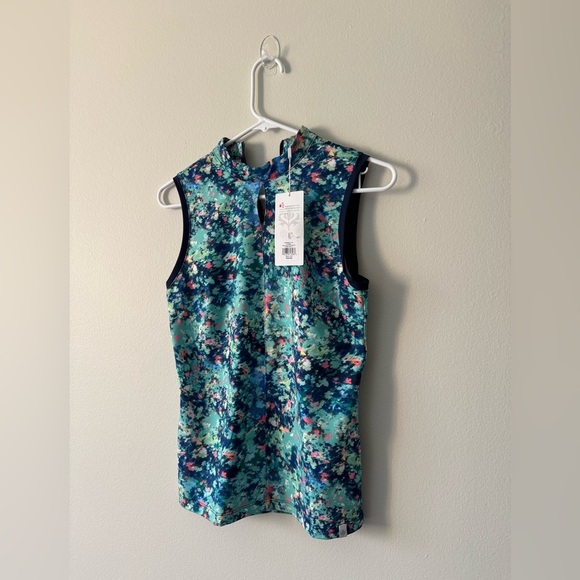 Lady Hagen Tops Floral Keyhole Sleeveless Golf Polo Size XS NWT - Picture 4 of 11